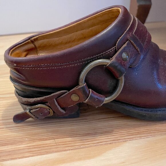 Women's Frye Belted Harness Mule 7.5 M Clog Booties Brown Motorcycle - Picture 7 of 12